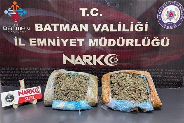 Batman Narkotik Suçlarla Mücadele Şube Müdürlüğü yaptığı denetimlerde, başka ilden