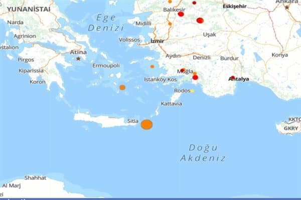 Boğaziçi Üniversitesi Kandilli Rasathanesi ve Deprem Araştırma Enstitüsü (KRDAE) verilerine