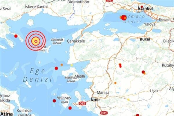 Boğaziçi Üniversitesi Kandilli Rasathanesi ve Deprem Araştırma Enstitüsü (KRDAE) verilerine