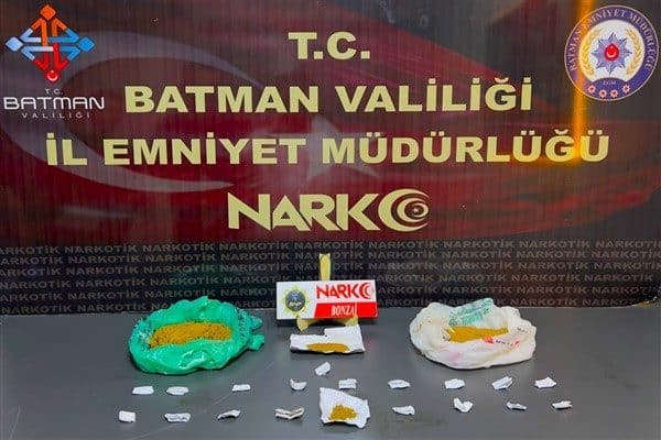 Batman İl Emniyet Müdürlüğü Narkotik Suçlarla Mücadele Şube Müdürlüğünce uyuşturucu