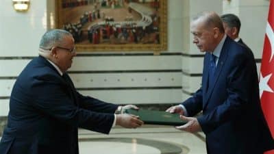 Cumhurbaşkanı Recep Tayyip Erdoğan, Cezayir Büyükelçisi Boumediene Guennad’ı Cumhurbaşkanlığı Külliyesinde