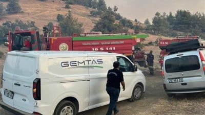 Bursa'nın Kestel-Gürsu bölgesinde, geniş bir alanda etkisini gösteren orman yangını
