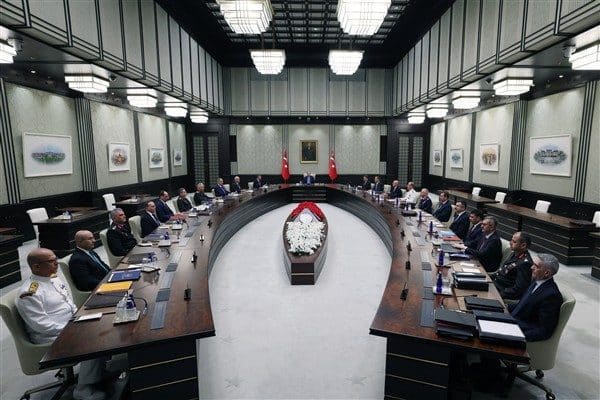 Milli Güvenlik Kurulu, Cumhurbaşkanı Recep Tayyip Erdoğan’ın başkanlığında Cumhurbaşkanlığı Külliyesi’nde