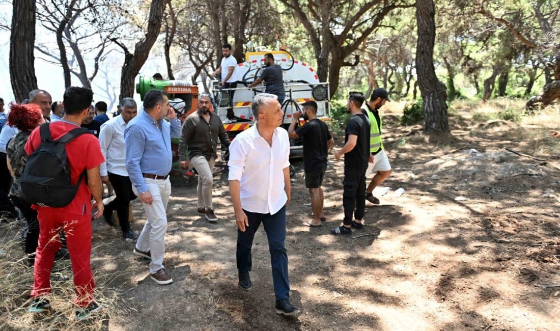 Muratpaşa’nın Güzeloba Mahallesi’nde çıkan orman yangınına müdahale kapsamında Muratpaşa Belediyesi,