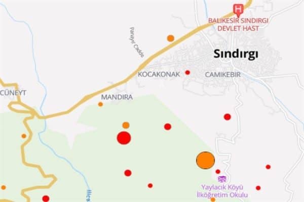 Boğaziçi Üniversitesi Kandilli Rasathanesi ve Deprem Araştırma Enstitüsü (KRDAE) verilerine
