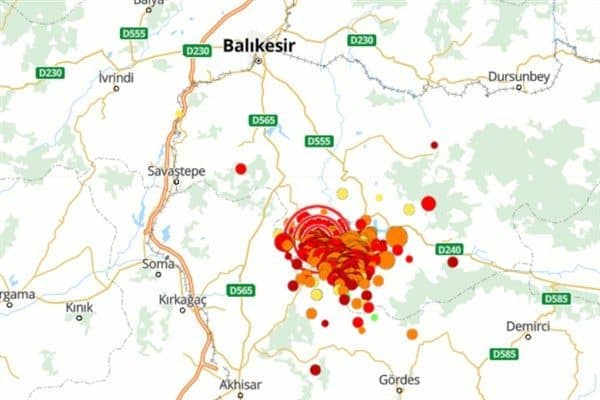 Boğaziçi Üniversitesi Kandilli Rasathanesi ve Deprem Araştırma Enstitüsü (KRDAE) verilerine