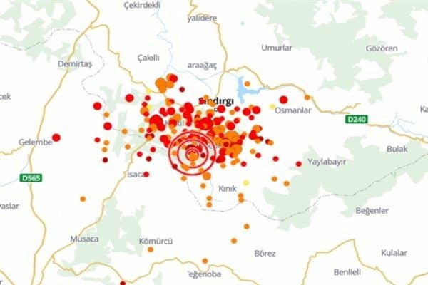 Boğaziçi Üniversitesi Kandilli Rasathanesi ve Deprem Araştırma Enstitüsü (KRDAE) verilerine