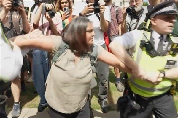 Londra Emniyeti, 466 protestocunun grubu desteklemekten, beşinin polis memurlarına saldırıdan,